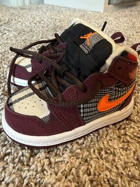 Nike Jordan 1 Mid SE | Night Maroon Black White Total Orange (TD) Size 4C